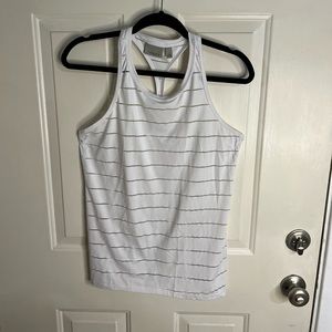 Athleta Stripe Mesh Hi Neck Chi Tank